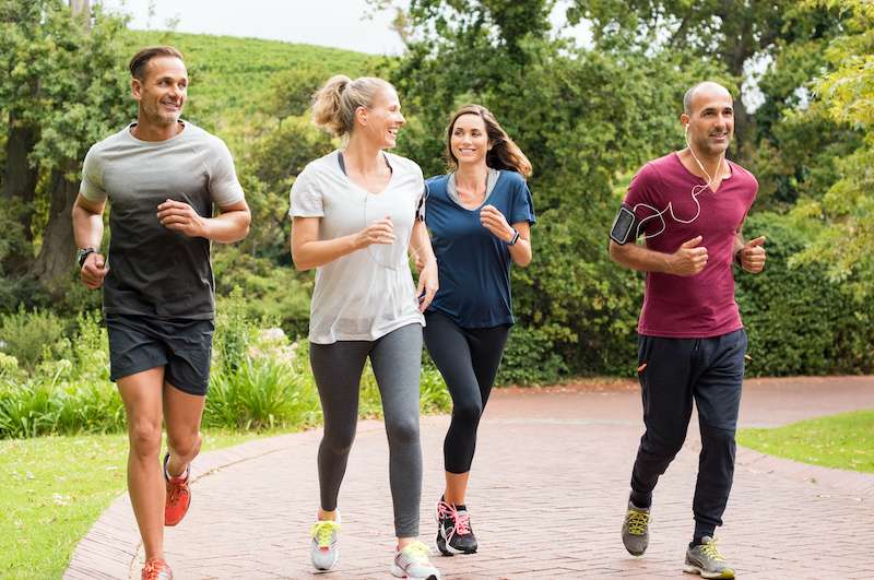 group of young people on a run