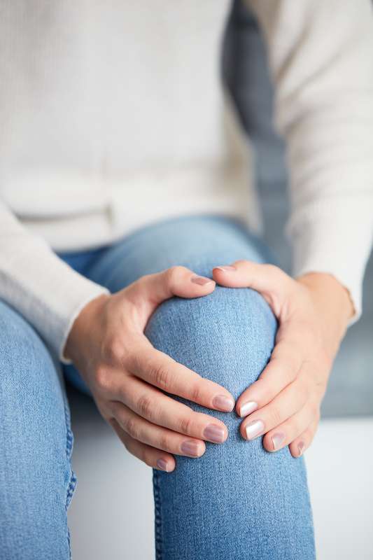 close-up image of injured knee