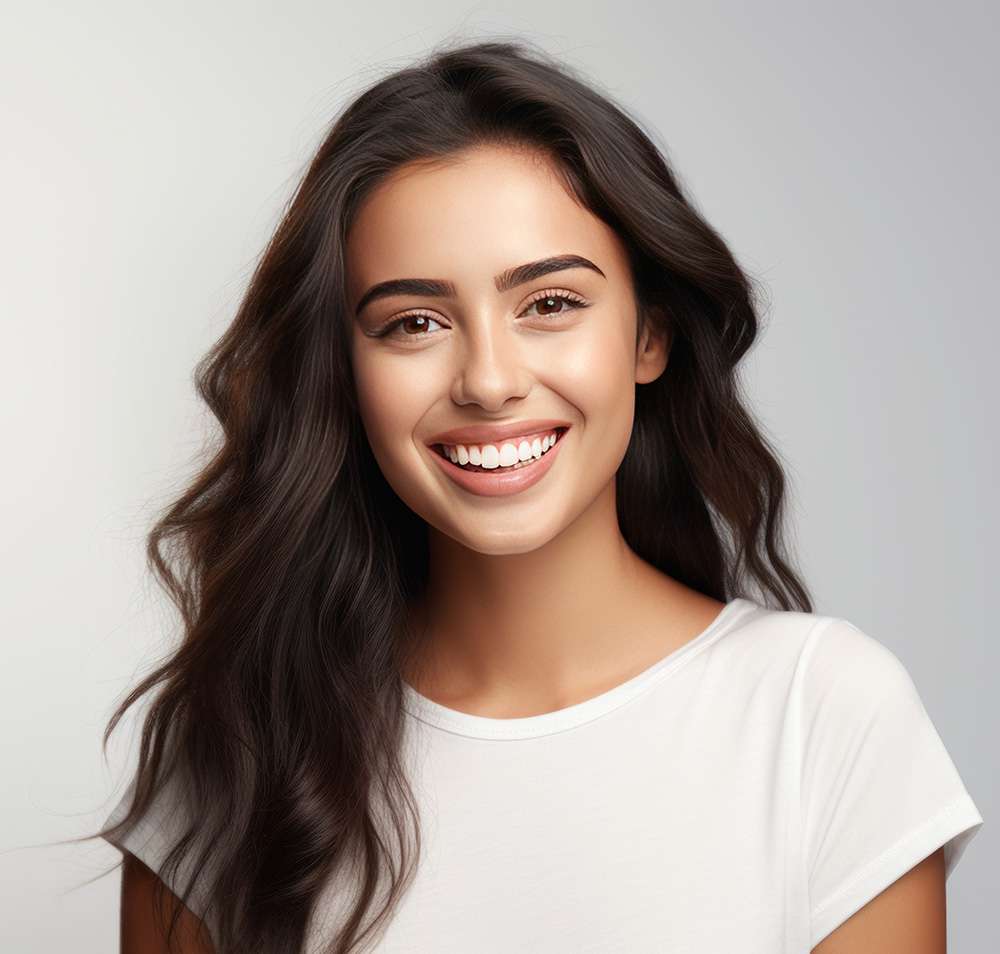  beautiful young latin hispanic model woman smiling with clean teeth