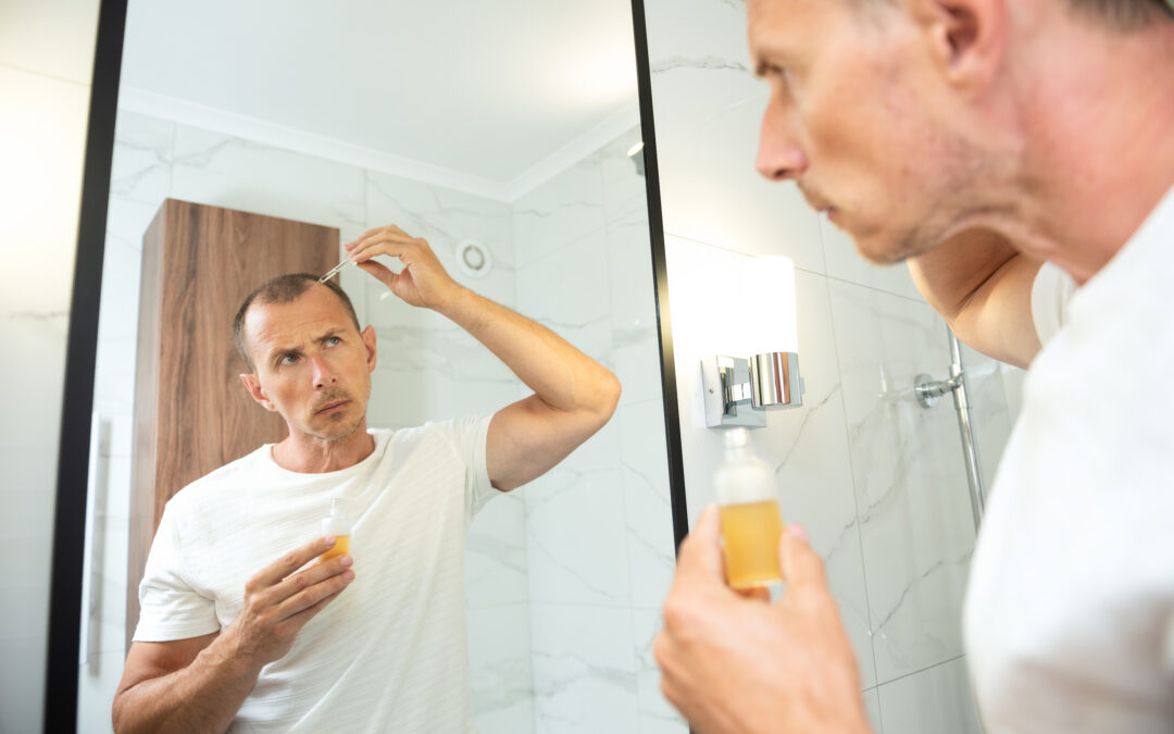 Hair loss person with serum peptide